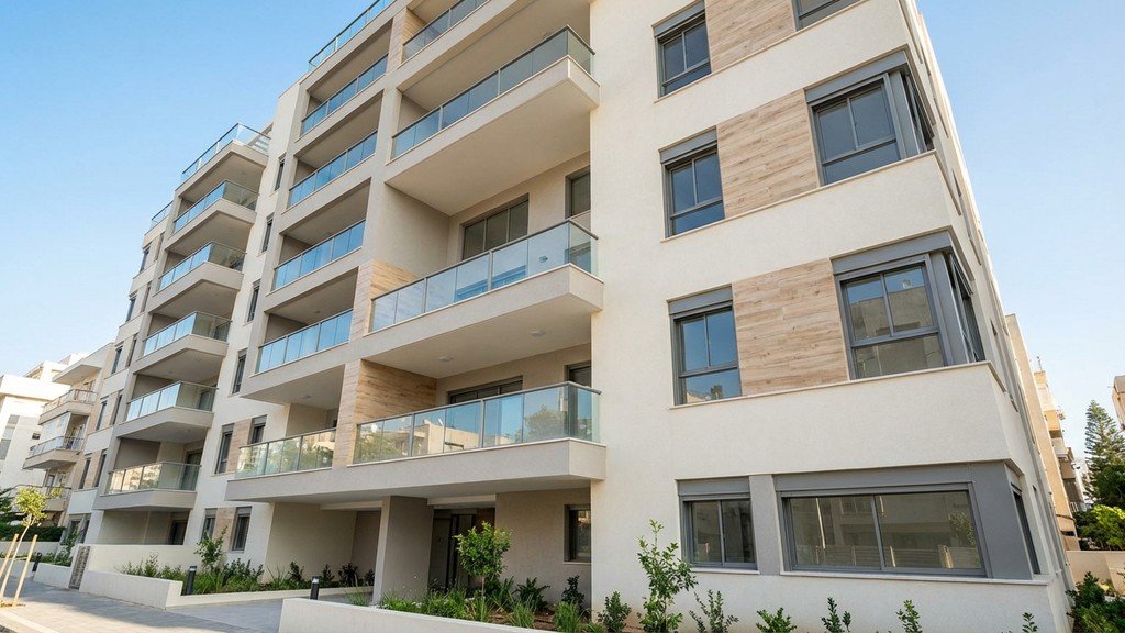 בניין מגורים משופץ בנתניה עם חזית נקייה ומודרנית לאחר שיקום