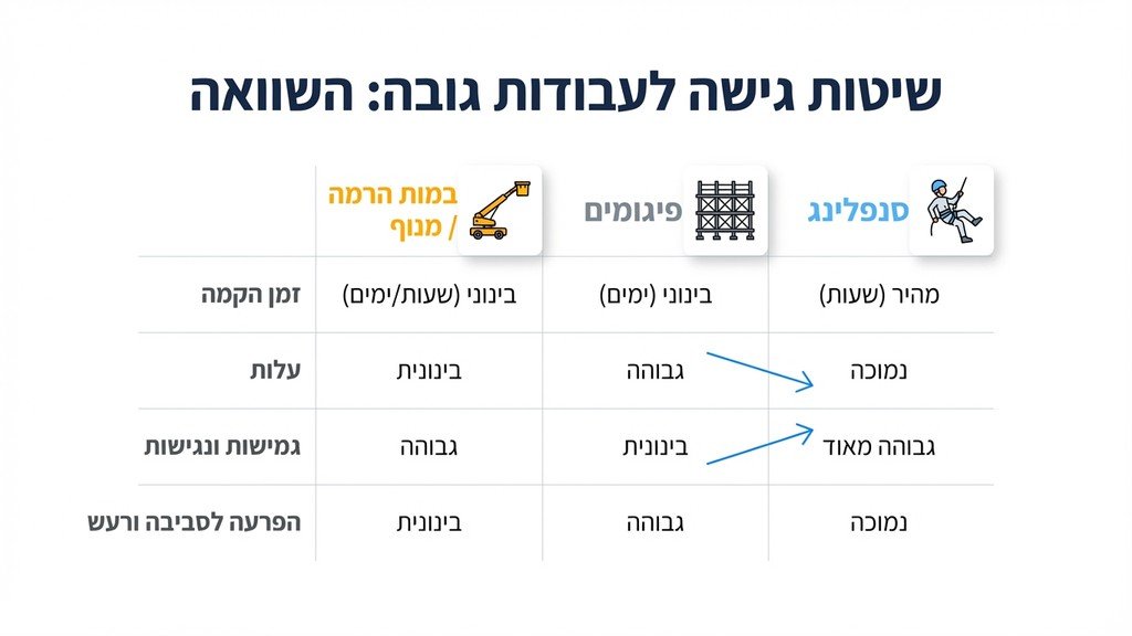נוצר על ידי מודל בינה מלאכותית Gemini Pro צוות עובדים מבצע שיקום מבנה בגובה באמצעות סנפלינג